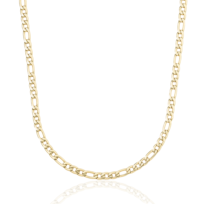 Figaro Link Necklace in Yellow Gold - 4mm