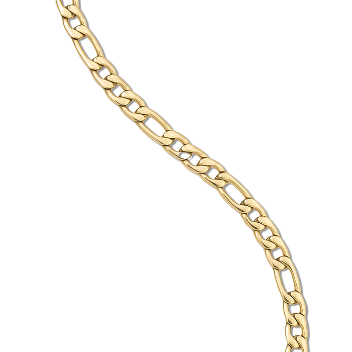 Figaro Link Necklace in Yellow Gold - 4mm