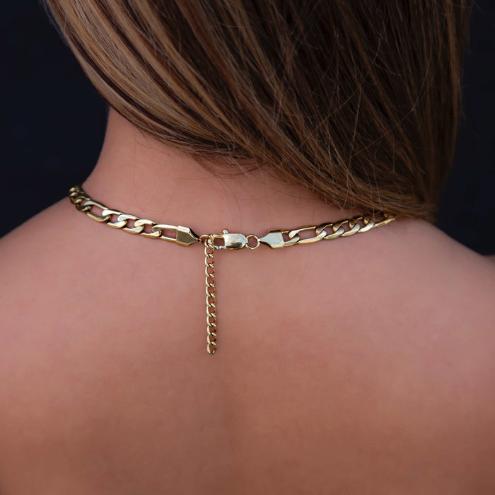 Figaro Link Necklace in Yellow Gold - 7mm - The GLD Shop