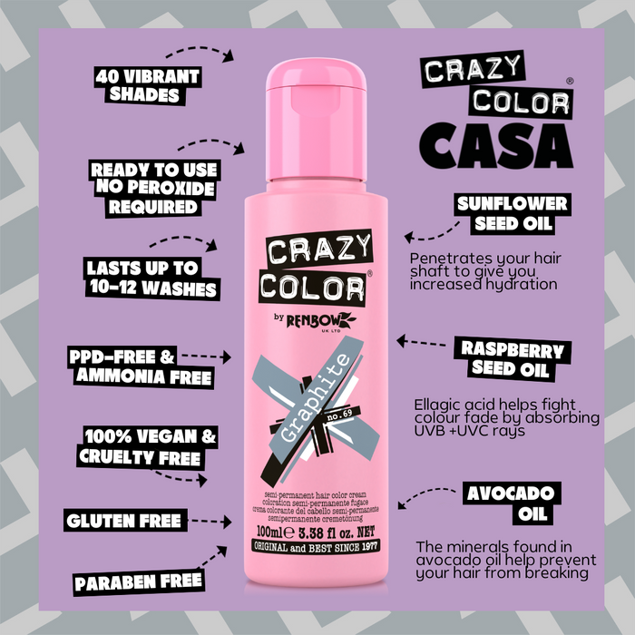 Graphite (Light Steel) - Semi-Permanent Hair Dye - Crazy Color