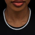 Heart Diamond Tennis Necklace in White Gold- 6mm