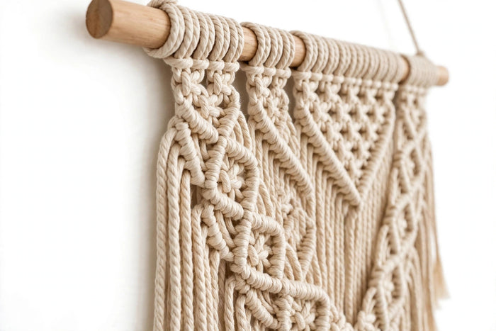 HomeSmithy Handmade Boho Macrame Wall Hanging - Beige Cotton Wall Decor - Modern Wall Art