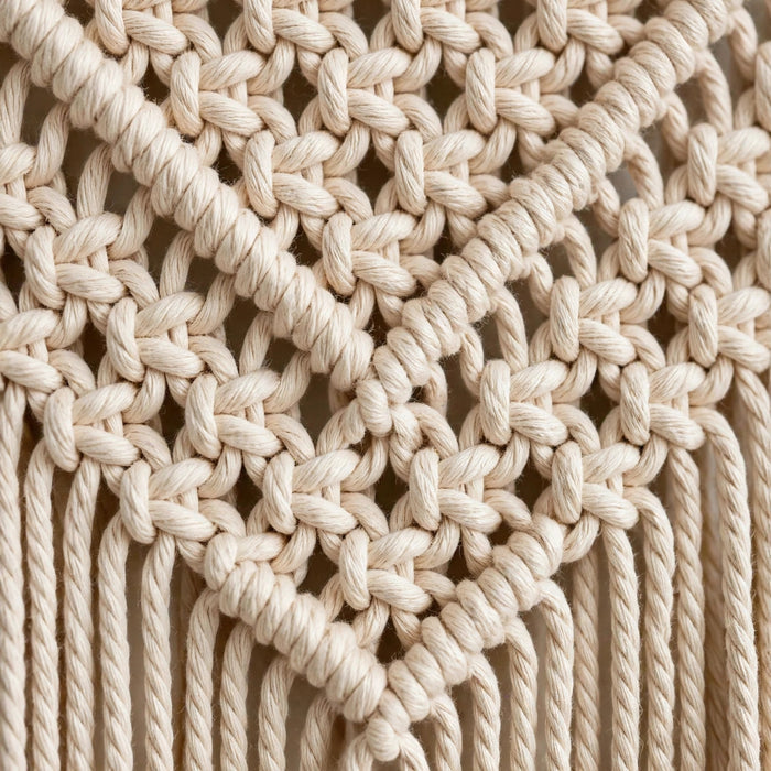 HomeSmithy Handmade Boho Macrame Wall Hanging - Beige Cotton Wall Decor - Modern Wall Art