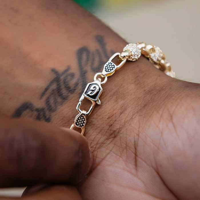 Iced Ball Box Link Chain + Bracelet Bundle in Yellow Gold