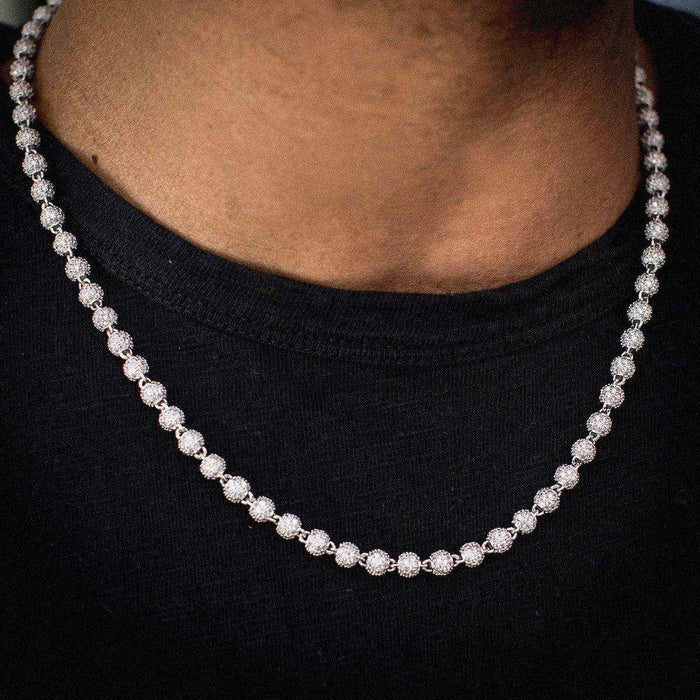 Iced Ball Chain in White Gold - 4mm - The GLD Shop