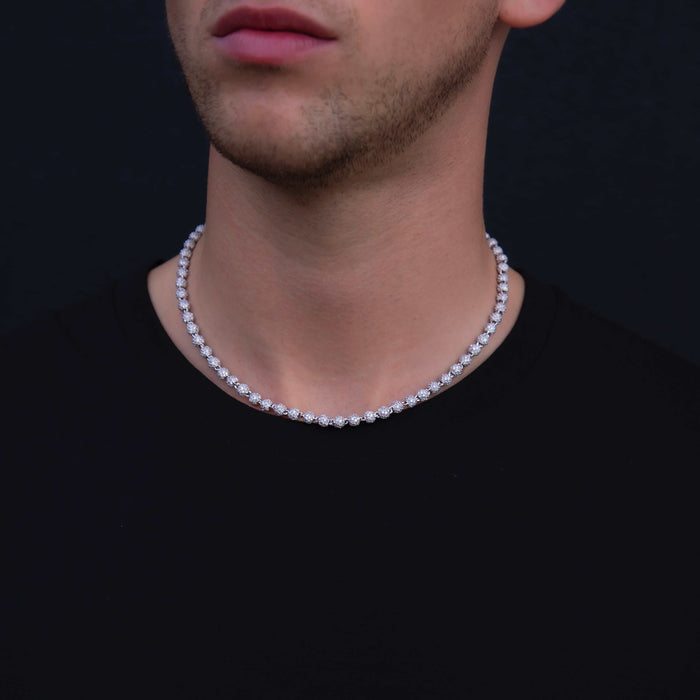 Iced Ball Chain in White Gold - 4mm - The GLD Shop