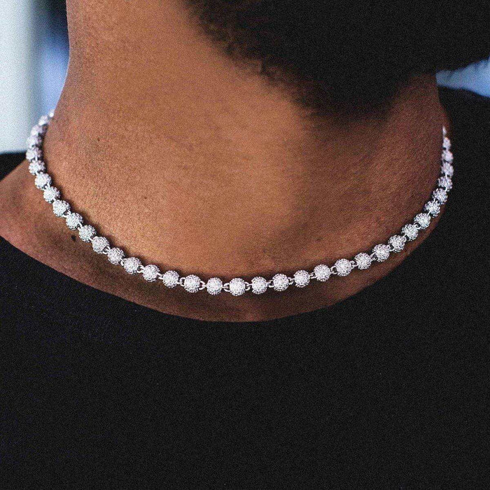 Iced Ball Chain in White Gold - 4mm - The GLD Shop