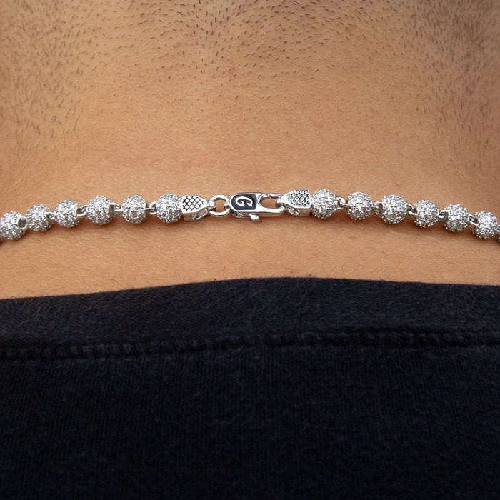 Iced Ball Chain in White Gold - 4mm - The GLD Shop