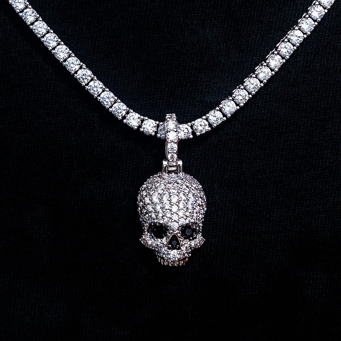 Iced Black Stone Skull Pendant
