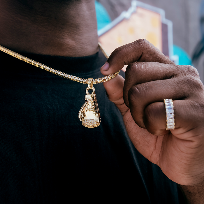 Iced Boxing Glove in Yellow Gold