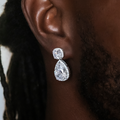 Iced Diamond Cushion Cut Drop Earrings