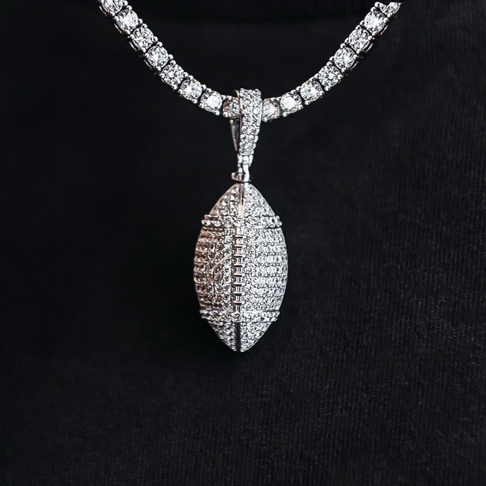 Iced Football Pendant in White Gold