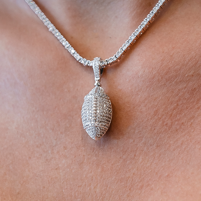 Iced Football Pendant in White Gold