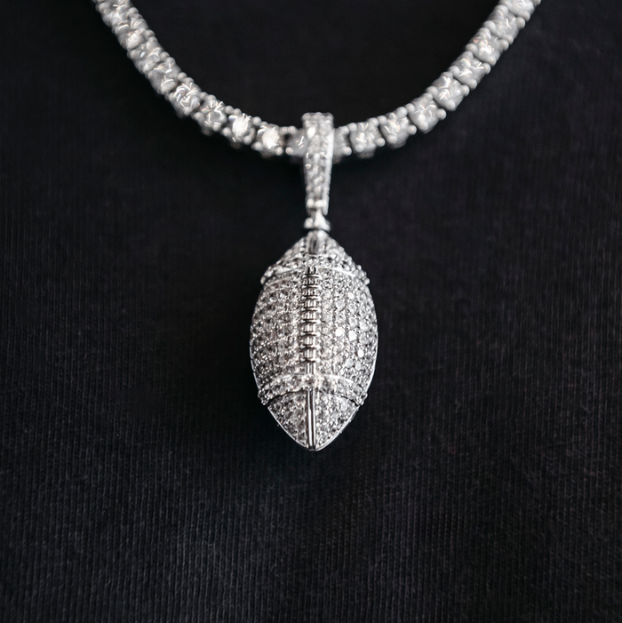 Iced Football Pendant in White Gold
