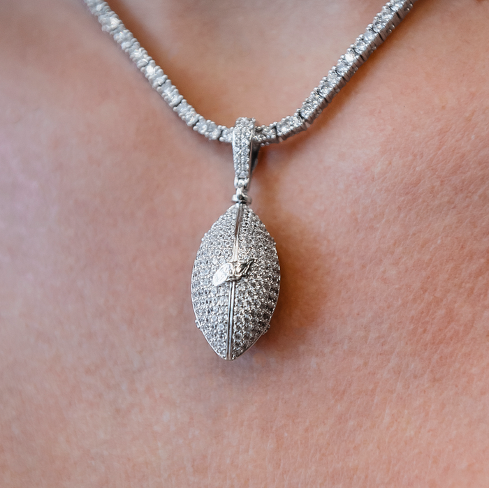 Iced Football Pendant in White Gold