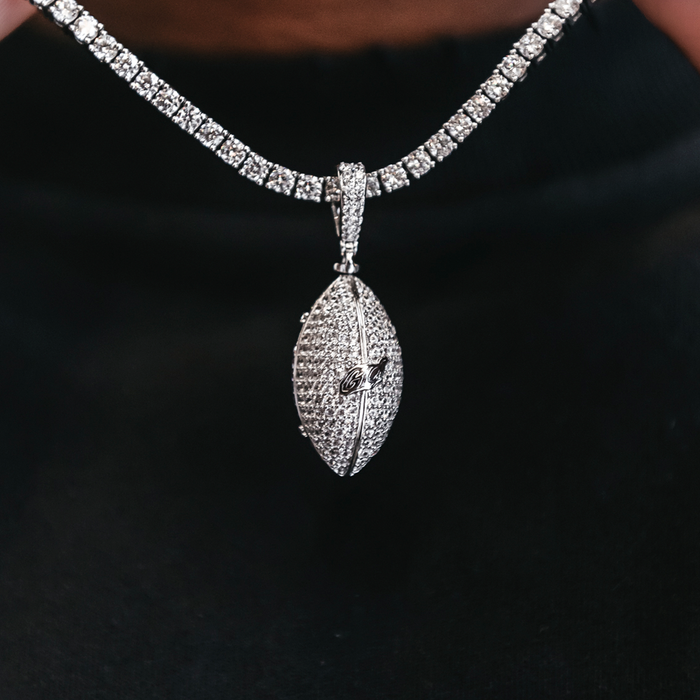 Iced Football Pendant in White Gold