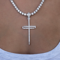 Iced Large Nail Cross Pendant