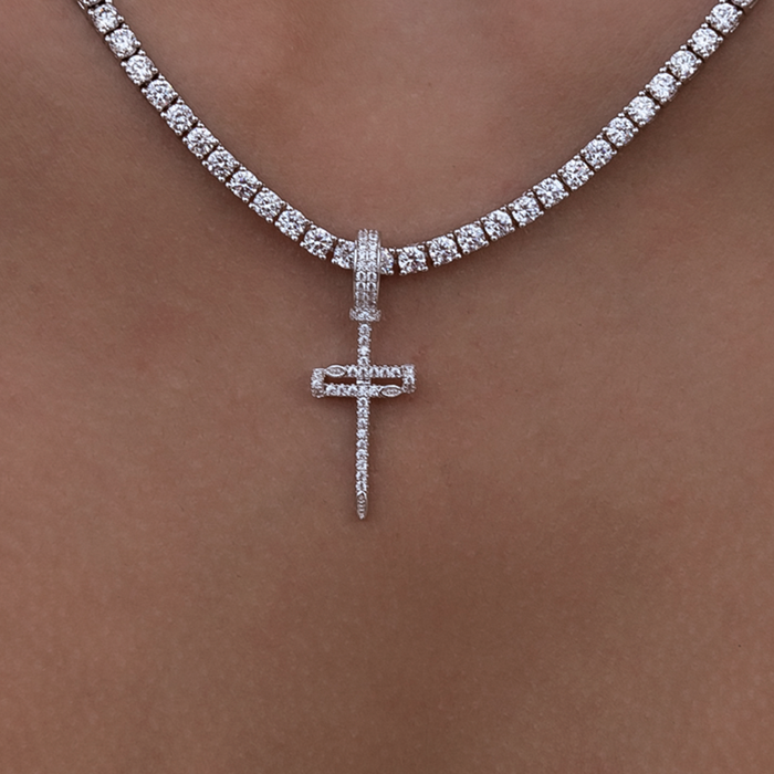 Iced Micro Nail Cross Pendant
