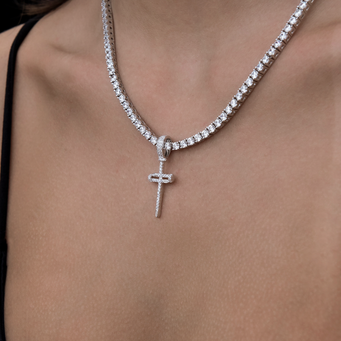Iced Micro Nail Cross Pendant