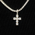 Iced Micro Round Cross in Yellow Gold