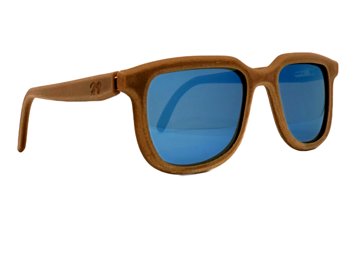 Iris hemp sunglasses with Cerulean Blue mirrored lenses