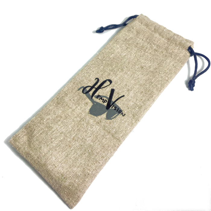 Hemp-cotton drawstring pouch included with every pair of Hemp3D sunglasses