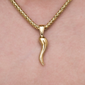 Italian Horn Pendant in Yellow Gold