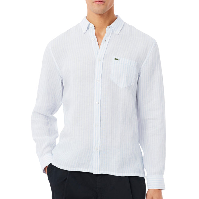 Lacoste Regular Fit Striped Linen Shirt