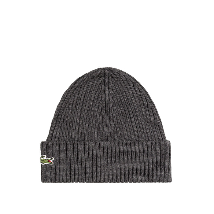Lacoste Rib Knit Beanie (Grey)