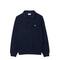 Lacoste Ribbed Cotton Polo Collar Sweatshirt (Navy Blue)