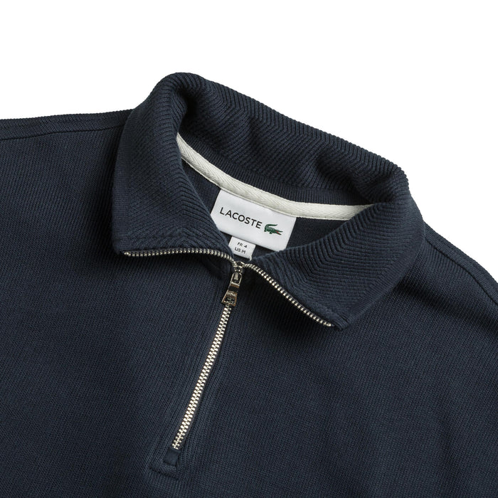 Lacoste Zippered Stand Up Collar Cotton Sweatshirt