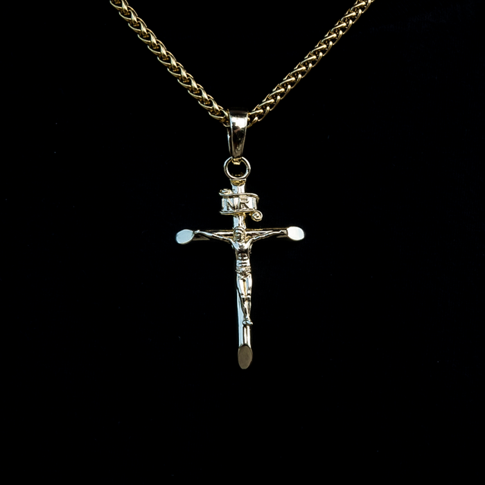 Large Crucifix Cross Pendant in Yellow Gold