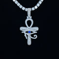 Large Diamond Eye of Horus Ankh Pendant in White Gold
