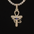 Large Diamond Eye of Horus Ankh Pendant in Yellow Gold