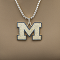 Large University of Michigan Wolverines Official NCAA Logo Pendant in Yellow Gold