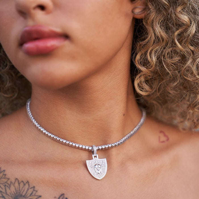 Las Vegas Raiders Official NFL Micro Logo Pendant - White Gold
