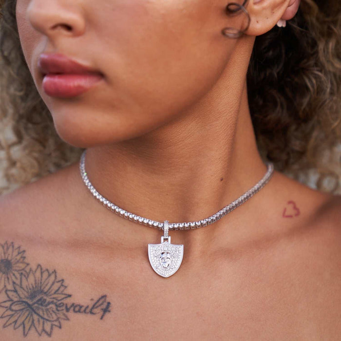 Las Vegas Raiders Official NFL Micro Logo Pendant - White Gold