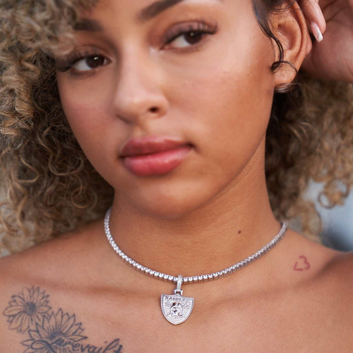 Las Vegas Raiders Official NFL Micro Logo Pendant - White Gold