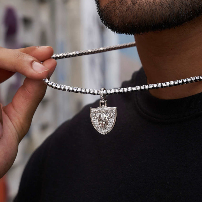 Las Vegas Raiders Official NFL Micro Logo Pendant - White Gold