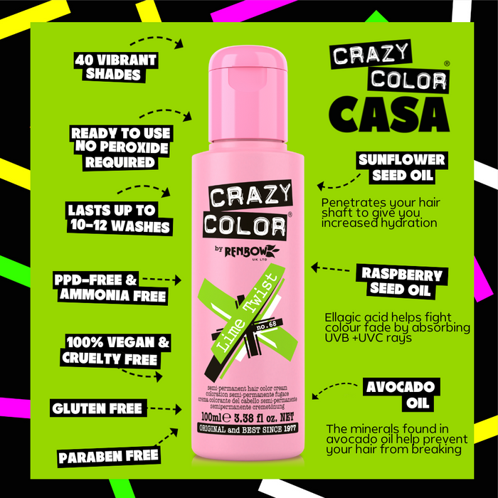 Lime Twist (Bright Green) - Semi-Permanent Hair Dye - Crazy Color