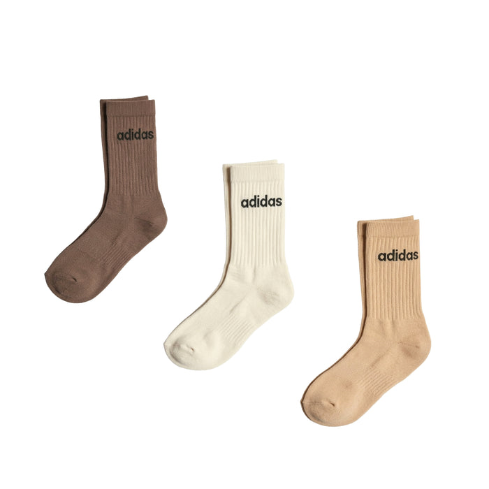 Adidas Linear Crew Cushioned Sock 3-Pack (Brown / Magic Beige / Earth Strata)
