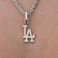 Los Angeles Dodgers Official MLB Micro Logo Clip On Charm  Pendant in White Gold