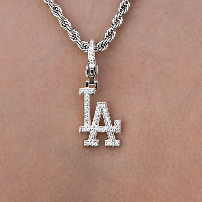 Los Angeles Dodgers Official MLB Micro Logo Clip On Charm  Pendant in White Gold