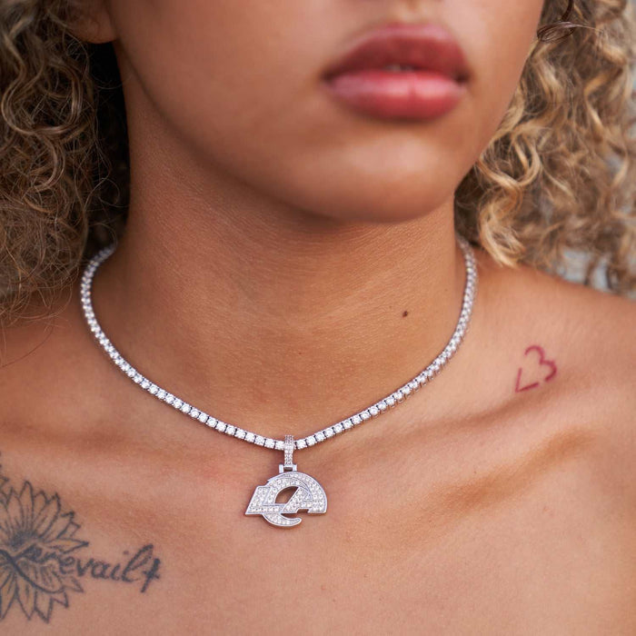 Los Angeles Rams Official NFL Micro Logo Pendant - White Gold