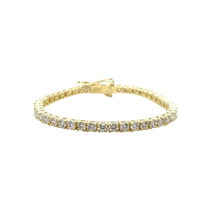 Men's Moissanite Diamond Tennis Bracelet in Yellow Gold Vermeil- 3mm