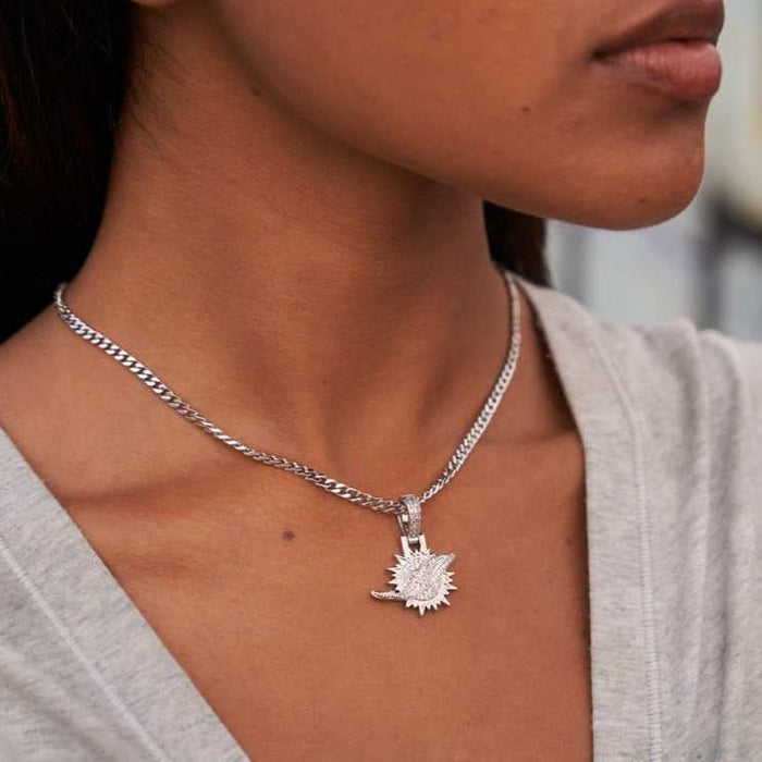 Miami Dolphins Official NFL Micro Logo Pendant - White Gold