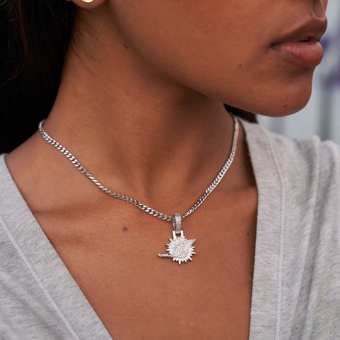 Miami Dolphins Official NFL Micro Logo Pendant - White Gold