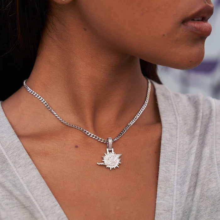 Miami Dolphins Official NFL Micro Logo Pendant - White Gold
