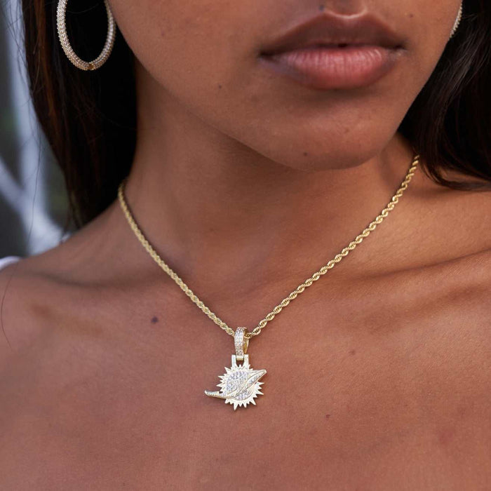 Miami Dolphins Official NFL Micro Logo Pendant - Yellow Gold