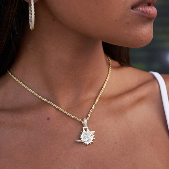 Miami Dolphins Official NFL Micro Logo Pendant - Yellow Gold